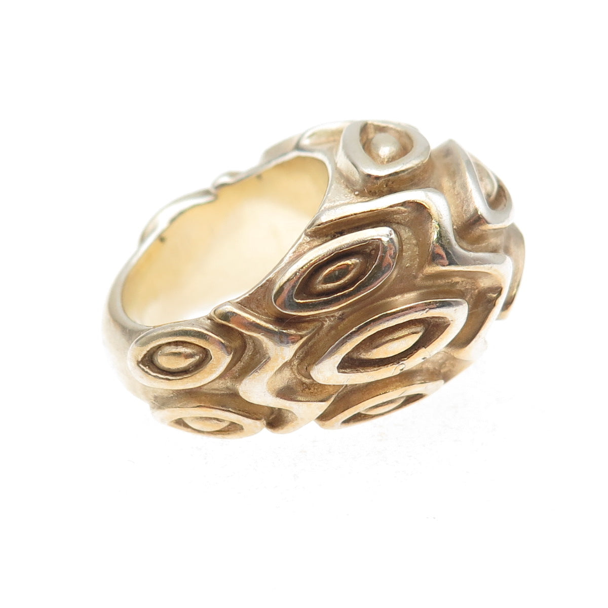 JCM Jacmel Mauritius 925 Sterling Silver 2-Tone Vintage Italy Hollow Ring Size 5