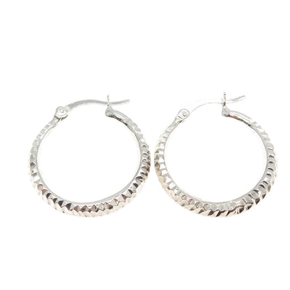 HANIN 925 Sterling Silver Textured Hinged Hoop Earrings