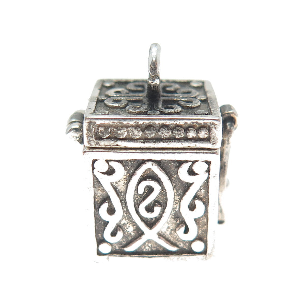 AVON 925 Sterling Silver Vintage Oxidized Minimalist Pill Box Charm Pendant