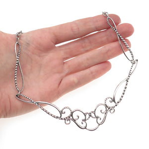 CAROLYN POLLACK 925 Sterling Silver Vintage Swirl Modernist Necklace 16"