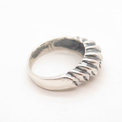 925 Sterling Silver Vintage Ribbed Ring Size 6