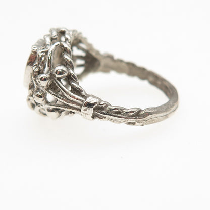 925 Sterling Silver Vintage Letter D Initial Oxidized Ring Size 5.5