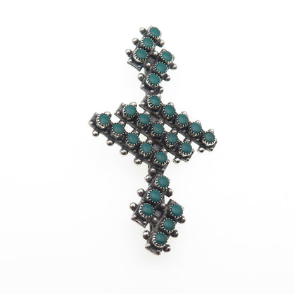 Old Pawn 925 Sterling Silver Vintage Kingman Turquoise Snake Eye Pin Brooch