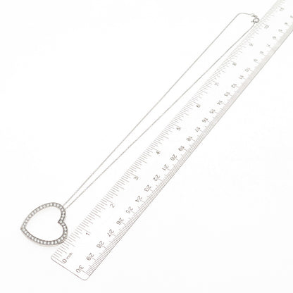 925 Sterling Silver Round-Cut C Z Heart Cable Chain Necklace 18"