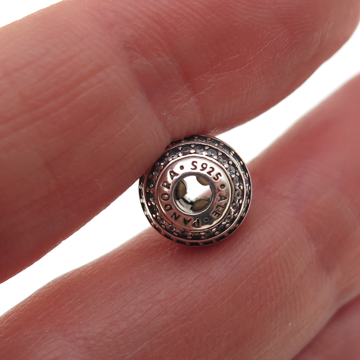 Pandora 925 Sterling Silver C Z Essence Confidence Slide Bead Charm