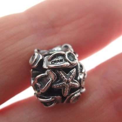CHAMILIA 925 Sterling Silver White & Blue C Z Starfish Oxidized Bead Charm