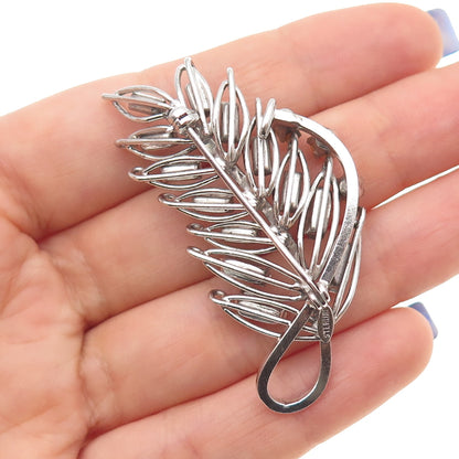 925 Sterling Antique Art Deco Rhinestone Real Pearl Floral Pin Brooch / Pendant