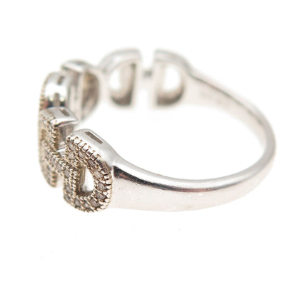 925 Sterling Silver Real Champagne Diamond Anchor Link Ring Size 8