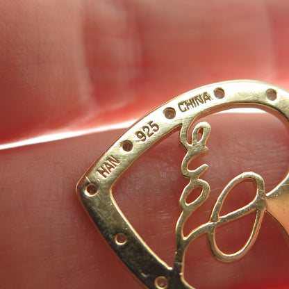 HAN 925 Sterling Silver Gold Plated Real Diamond Love Heart Minimalist Pendant