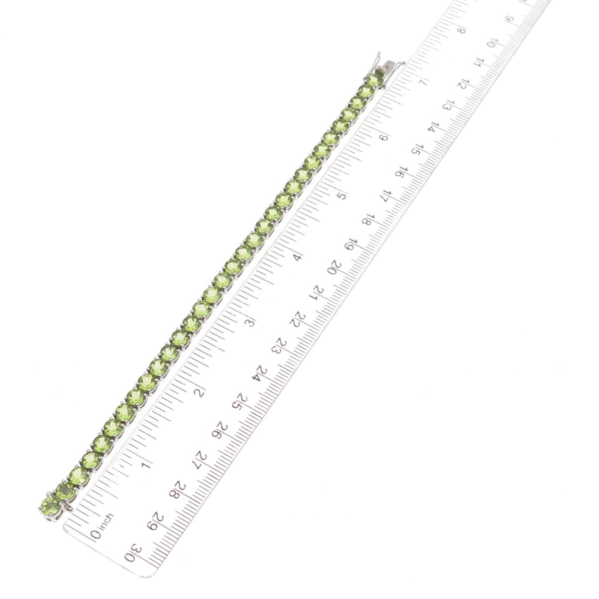 925 Sterling Silver Vintage Real Round-Cut Peridot Bracelet 6.75"