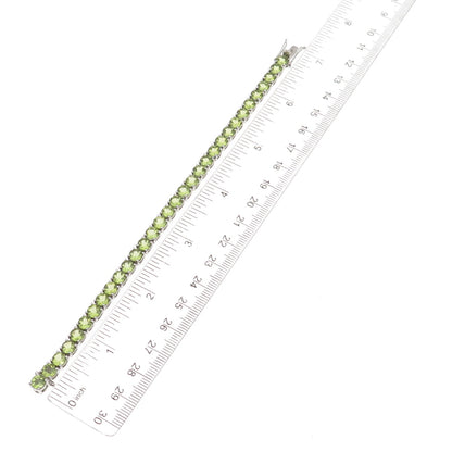 925 Sterling Silver Vintage Real Round-Cut Peridot Bracelet 6.75"