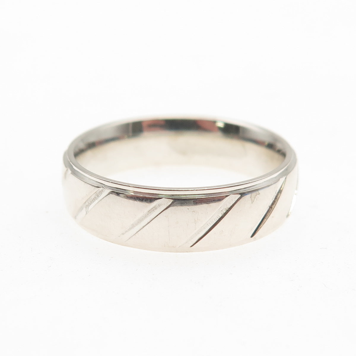 925 Sterling Silver Lined Band Ring Size 10.5