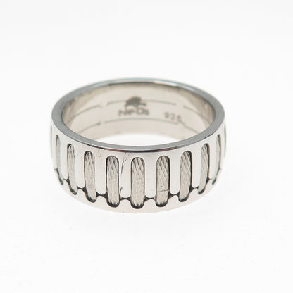 NEOS 925 Sterling Silver Textured Sewing Stitches Band Ring Size 10.25