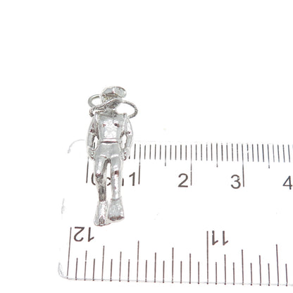 925 Sterling Silver Vintage Scuba Diver 3D Charm Pendant