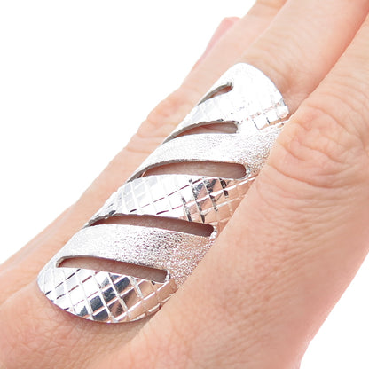 925 Sterling Silver Vintage Mexico Modernist Statement Ring Size 8.5