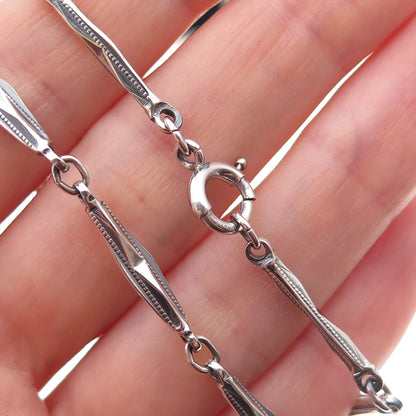 925 Sterling Silver Vintage Oxidized Bar Chain Necklace 18"