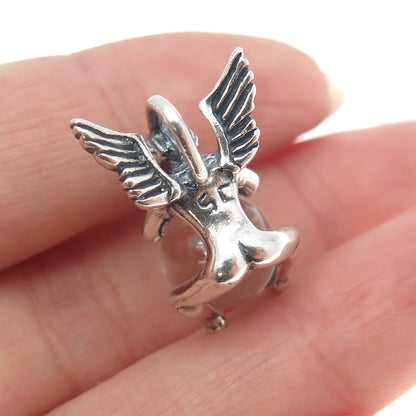 925 Sterling Silver Vintage SC Southwestern Clear Crystal Praying Angel Pendant