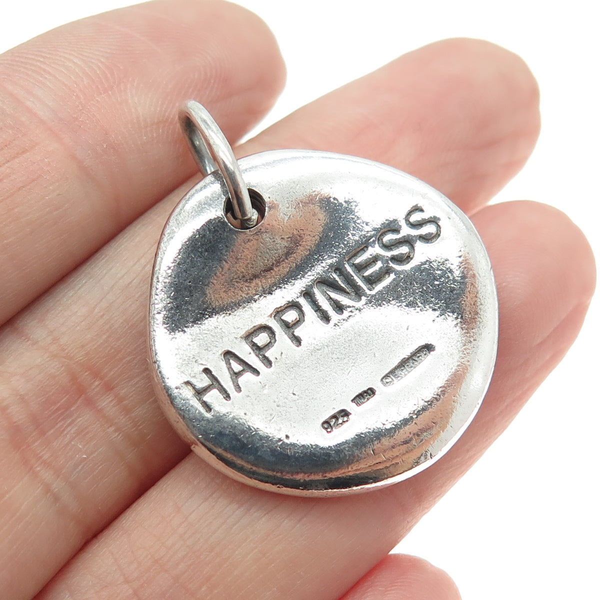 EDWIN PEARL 925 Sterling Silver Vintage "Happiness" Chinese Character Pendant