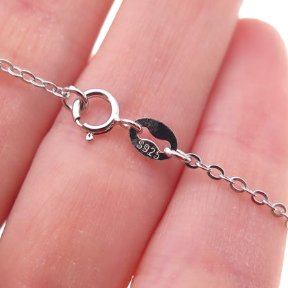 Han 925 Sterling Silver Real Diamond Accent Love Cable Chain Necklace 18"