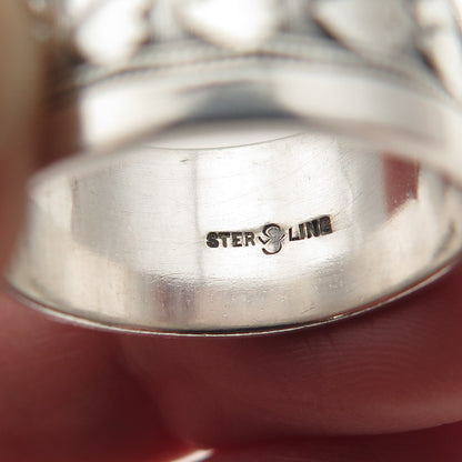 J.D. SCHLANG CO. 925 Sterling Silver Vintage Couple Heart Band Ring Size 7.25