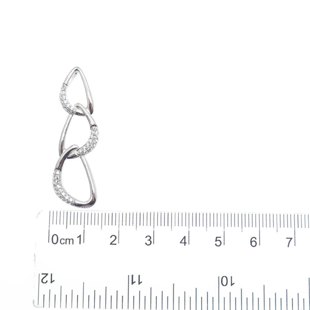 925 Sterling Silver Round-Cut C Z Teardrop Link Charm Slide Pendant