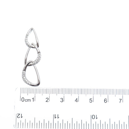 925 Sterling Silver Round-Cut C Z Teardrop Link Charm Slide Pendant