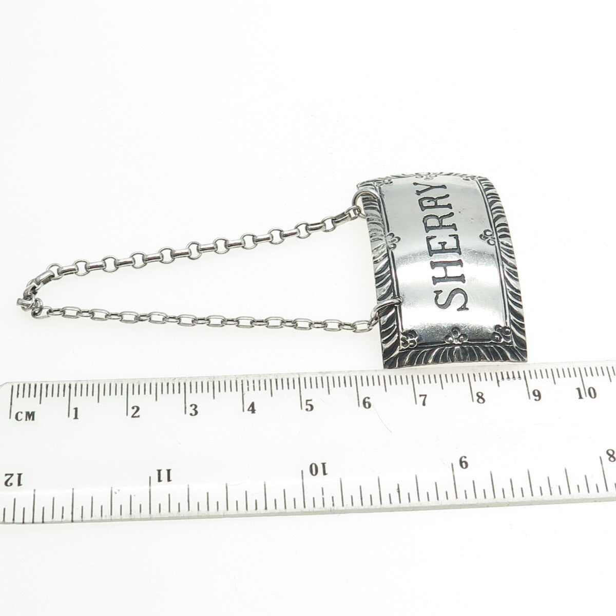STIEFF WILLIAMSBURG 925 Sterling Silver Antique Art Deco "Sherry" Bottle Tag