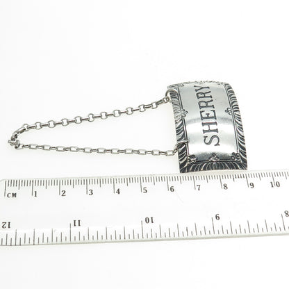 STIEFF WILLIAMSBURG 925 Sterling Silver Antique Art Deco "Sherry" Bottle Tag