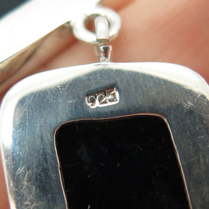925 Sterling Silver Vintage Dichroic Glass Modernist Drop Slide Pendant