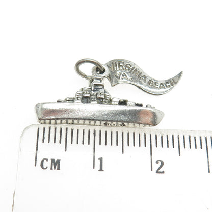 PACIFIC JEWELRY 925 Sterling Silver Vintage "Virginia Beach" Liner Ship Pendant