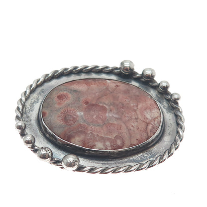 PAUL MILLER 925 Sterling Silver Vintage Real Fossil Modernist Oxidized Pendant