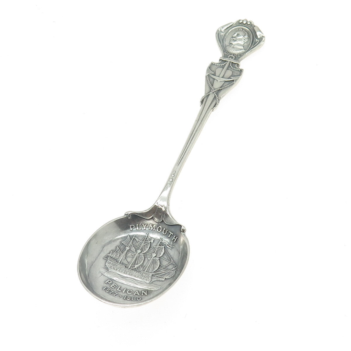 PAGE KEEN & PAGE 925 Sterling Silver Antique 1917 London Pelican Plymouth Spoon