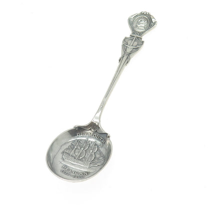 PAGE KEEN & PAGE 925 Sterling Silver Antique 1917 London Pelican Plymouth Spoon