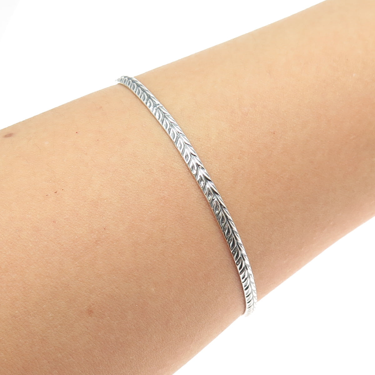 BEAU 925 Sterling Silver Vintage Engraved Bangle Bracelet 8"