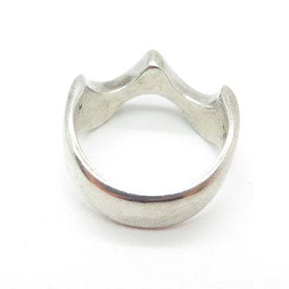 925 Sterling Silver Vintage Israel Wavy Oxidized Ring Size 8.25