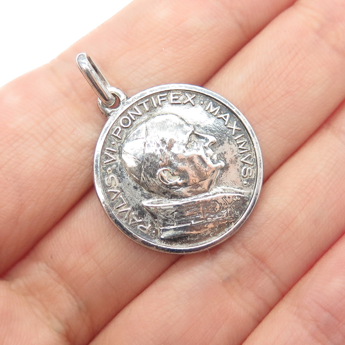 800 Silver Vintage Italy Pope Paul VI St Peter's Basilica Oxidized Charm Pendant