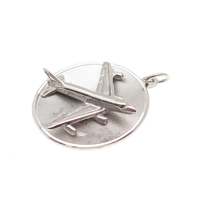 M&M Mark Mercy 925 Sterling Silver Vintage Engraved Airplane Charm Pendant