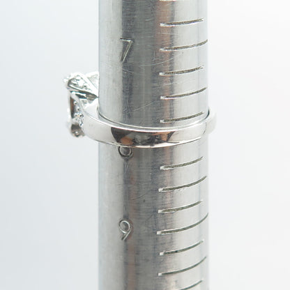 925 Sterling Silver Princess & Round-Cut C Z Engagement Ring Size 8