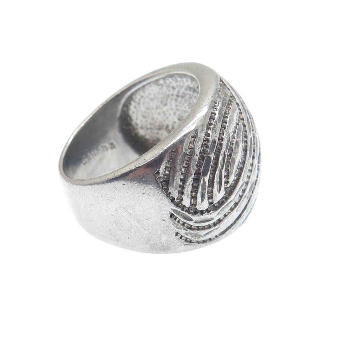 CHATEAU D'ARGENT 925 Sterling Silver Vintage Diamond-Cut Oxidized Ring Size 7
