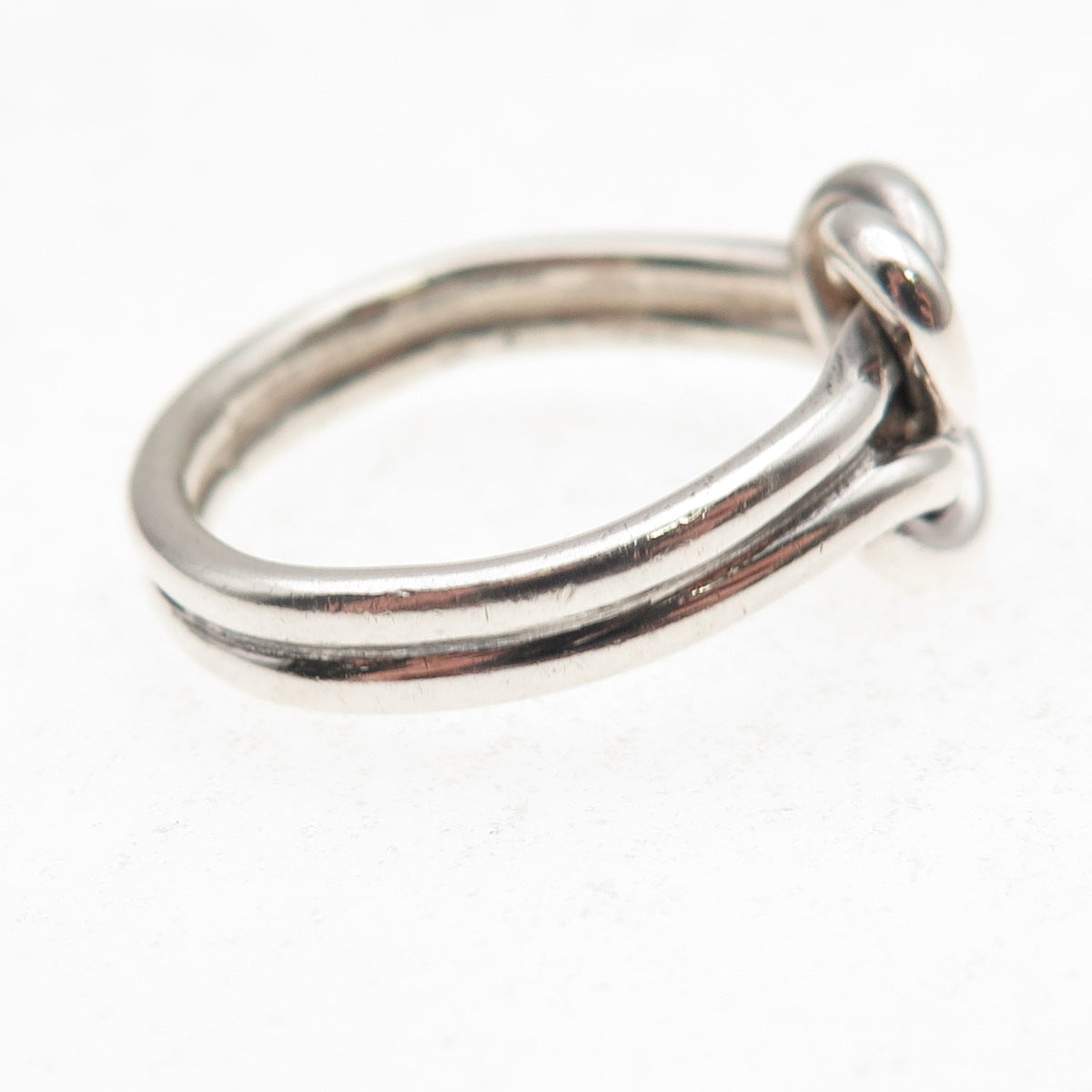 925 Sterling Silver Vintage Double Love Knot Oxidized Ring Size 8.75