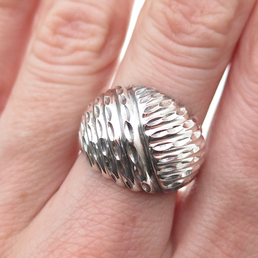 MORNING SUN 925 Sterling Silver Vintage Modernist Oxidized Ring Size 7.25