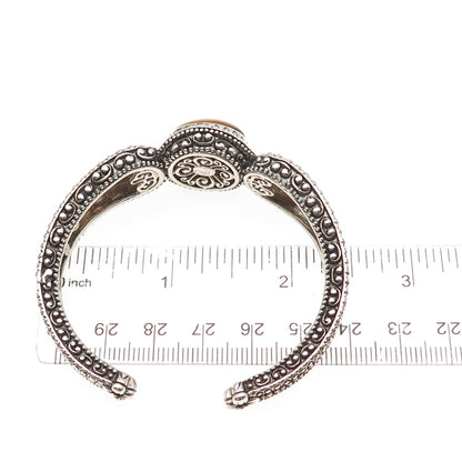 Barbara Bixby Sterling Silver 18K Gold Real Tiger Eye Adjustable Bracelet 6.5"