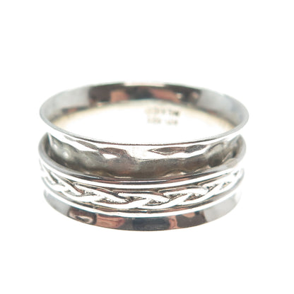 ATI 925 Sterling Silver Vintage Mexico Wicker Hammered Band Ring Size 10.5