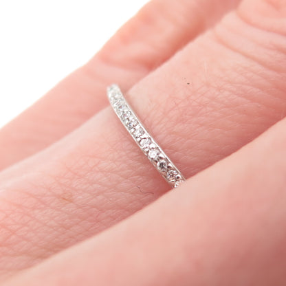 925 Sterling Silver Round-Cut C Z Half Eternity Stackable Band Ring Size 6