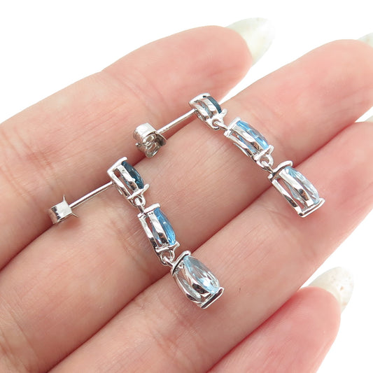 DBJ DEE BERKLEY JEWELRY 925 Sterling Silver Real Blue Topaz Dangling Earrings