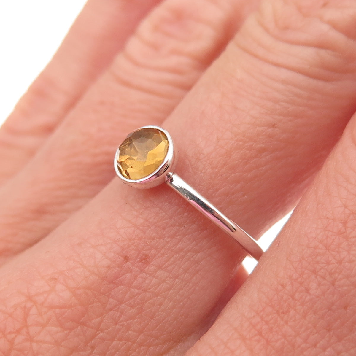 Pandora Sterling Silver Real Citrine November Birthstone Droplet Ring Size 6.75