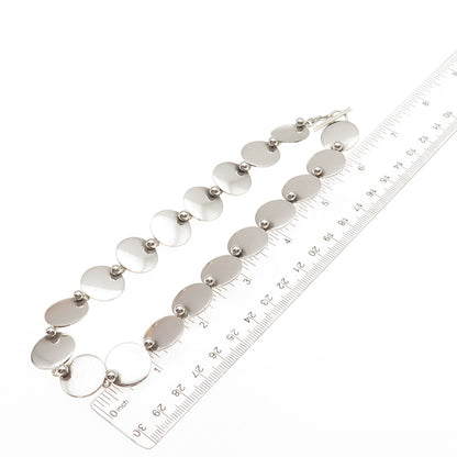 N.E. FROM 925 Sterling Silver Vintage Denmark Modernist Disc Chain Necklace 14"