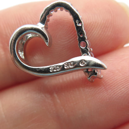 925 Sterling Silver SAI C Z Graduated Open Heart Minimalist Slide Pendant