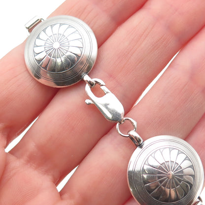 Old Pawn 925 Sterling Silver Vintage Southwestern Concho Tribal Bracelet 7.5"