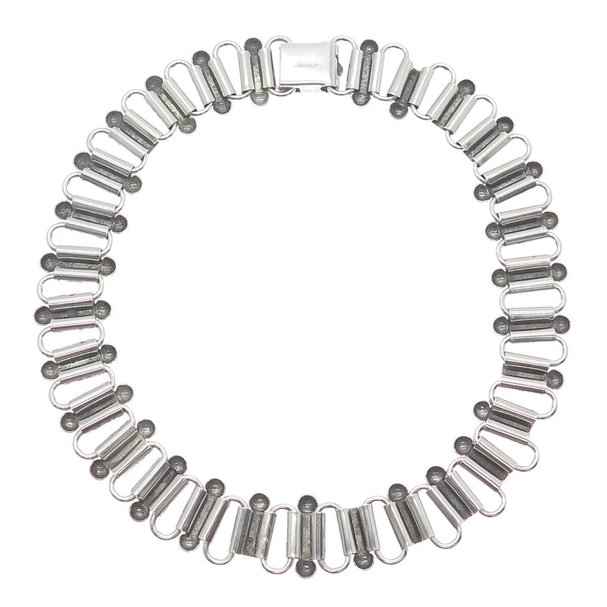 925 Sterling Silver Antique Book Chain Choker Necklace 14" (missing parts)